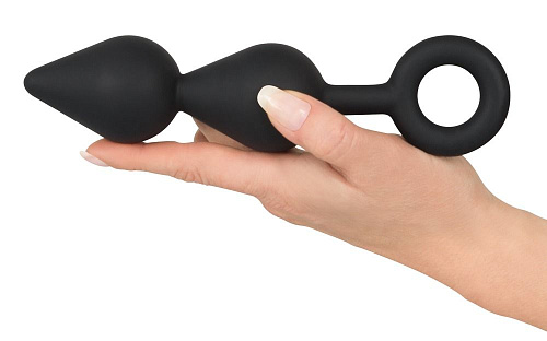 Чёрный анальный стимулятор с кольцом Orion 0533157 (20 см)