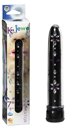 Чёрный вибратор со стразами по всей длине NMC 110970 (17,8 см)