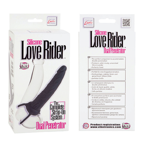 Насадка на пенис для двойного проникновения в чёрном цвете California Exotic Novelties Silicone Love Rider Dual Penetrator SE-1515-20-3 (14 см)