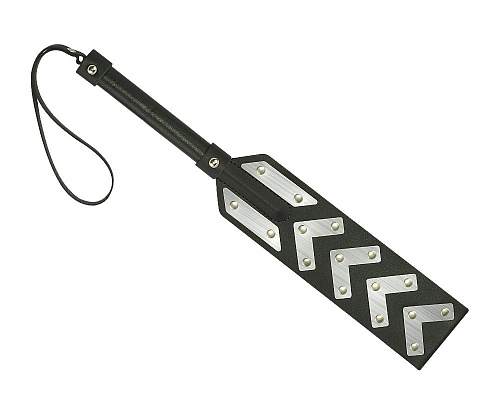 Чёрная шлёпалка с имитирующими металл вставками Sitabella 3040-1