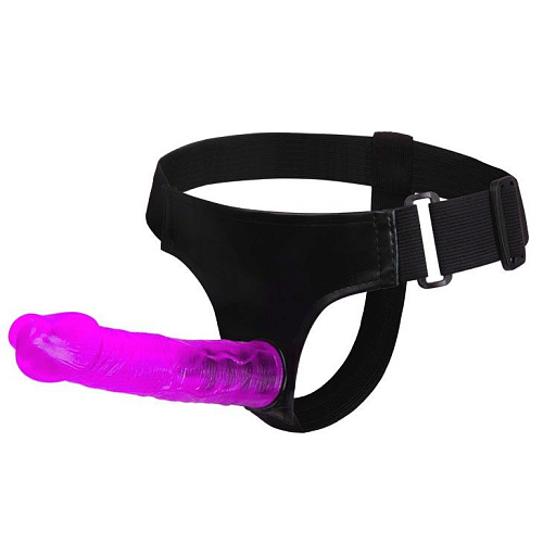 Фиолетовый фаллос на регулируемых трусиках Baile BW-022012-0603 (18,8 см)