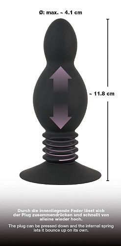 Чёрная анальная пробка с пружинным механизмом Orion Bouncing Plug 05345520000 (11,8 см)