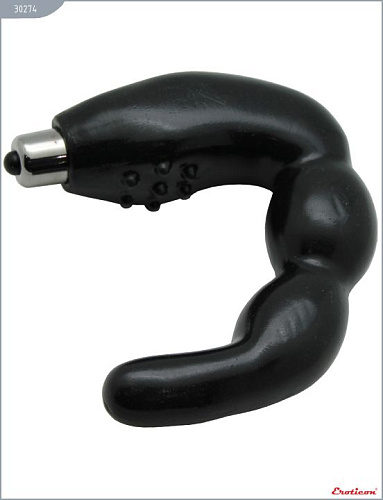 Чёрный массажёр простаты U-образной формы с вибрацией Eroticon 30274