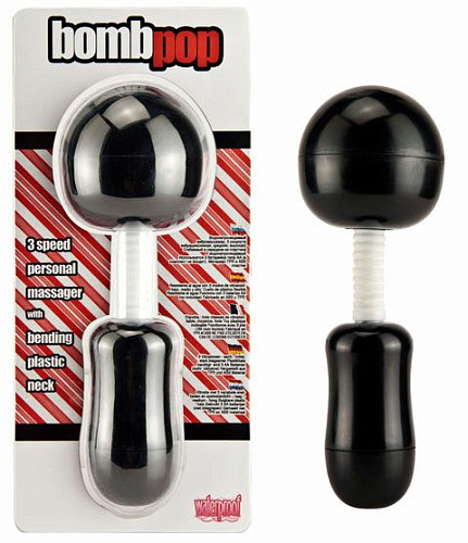 Чёрный вибромассажёр с шарообразной гнущейся головкой Seven Creations Bomb Pop 13-98BLK-BCD (29 см)
