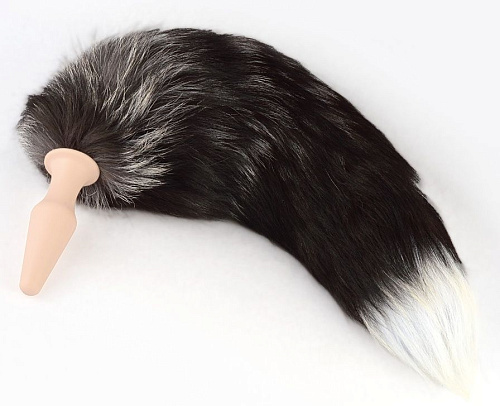 Разноцветная анальная пробка с пушистым хвостом Sitabella №2 9000М