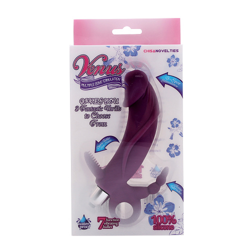 Фиолетовый вибратор для тройной стимуляции Chisa 330704261 (14,7 см)