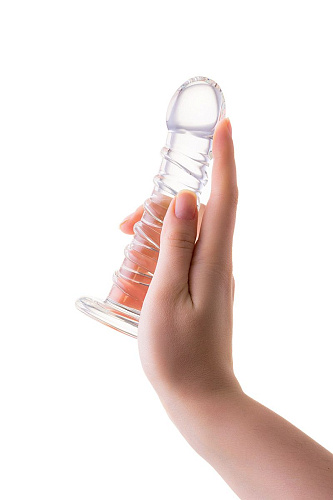 Фаллос со спиралевидным рельефом из прозрачного стекла Sexus 912179