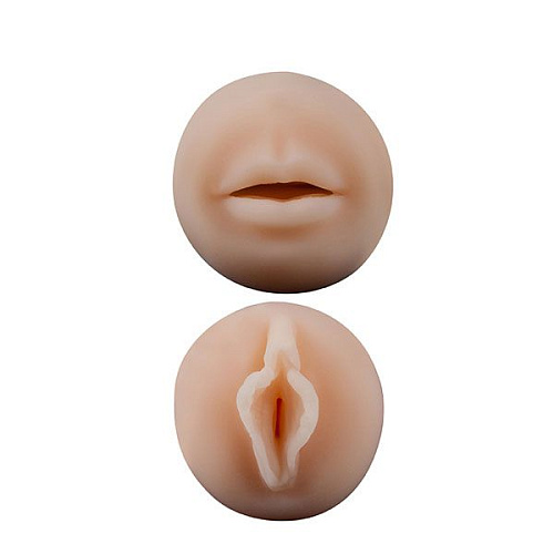 Двусторонний мастурбатор ротик и вагина телесного цвета NMC CUM EXPLOSION MASTURBATOR MOUTH  VAGINA - 150199