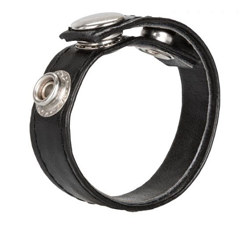 Чёрная кожаная утяжка для пениса California Exotic Novelties Leather 3-Snap Ring SE-1411-03-2
