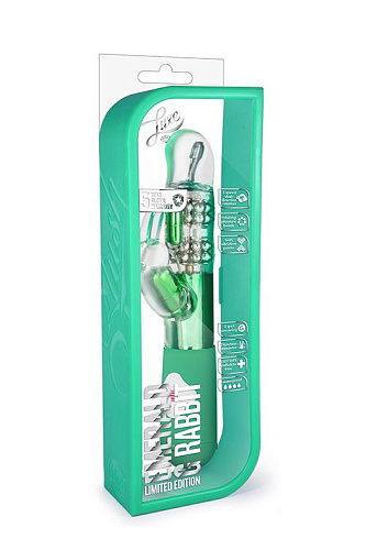 Зелёный вибромассажёр с клиторальной стимуляцией Blush Novelties Emerald G Rabbit BL-73022 (26 см)