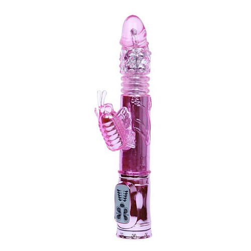 Розовый вибратор-бабочка Baile Throbbing Butterfly BW-058007-0101 (29,5 см)