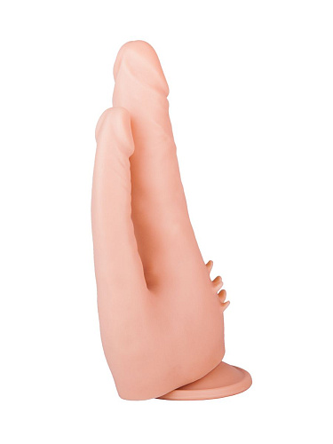 Двойной фаллоимитатор с шипами для массажа клитора телесного цвета LOVETOY (А-Полимер) 104800 (17 см)