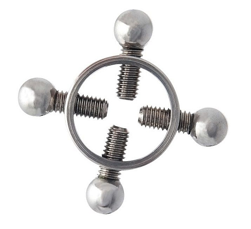 Серебристые зажимы для сосков на винтах ToyFa 717142