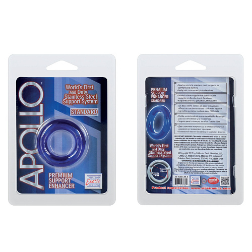 Синее эрекционное кольцо California Exotic Novelties Apollo Premium Support Enhancers - Standard SE-1386-20-2