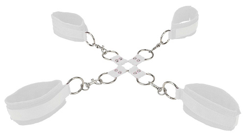 Белый комплект оков Velcro hand and leg cuffs Shots Media BV OU052WHT