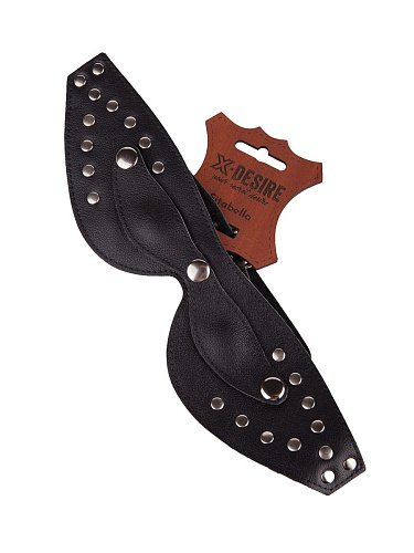 Чёрная кожаная маска с велюровой подкладкой Sitabella 3080-1