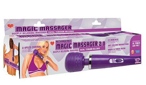 Фиолетовый перезаряжаемый массажёр Topco Sales TLC Rechargeable Magic Massager 2.0 1077003