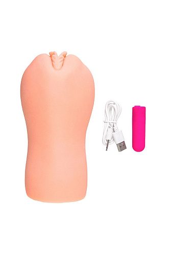 Телесный вибромастурбатор-вагина с рельефом KOKOS EMILY AUTO M03-001-09DV