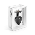 Чёрная анальная пробка с прозрачным кристаллом DIOGOL ANNI round black T2 1030052000 (7,5 см)