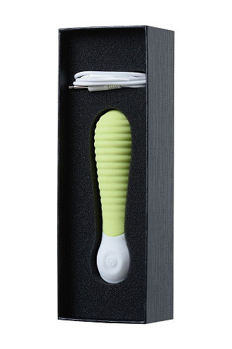 Лаймовый мини-вибратор с рёбрами S-HANDE MINI 2 SHD-050-2G (11,8 см)