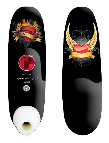 Чёрный бесконтактный стимулятор клитора с принтом Womanizer Tattoo 0583154