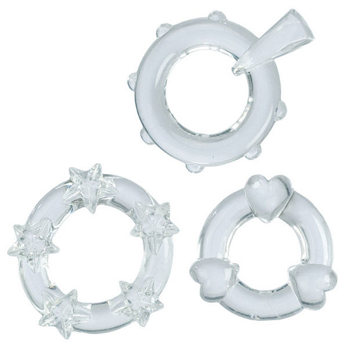 3 прозрачных эрекционных колечка California Exotic Novelties MAGIC C-RINGS SE-1429-25-2