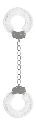 Кандалы с белой меховой опушкой Shots Media BV Beginner s Legcuffs Furry White OU007WHT