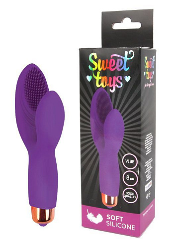 Фиолетовый силиконовый вибромассажер с округлым клиторальным отростком Bior toys ST-40145-5