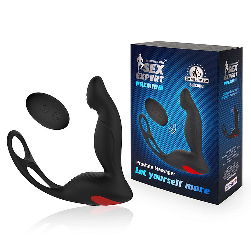 Чёрный силиконовый массажёр простаты с пультом Bior toys SEM-55179