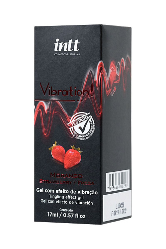 Жидкий массажный гель с ароматом клубники и эффектом вибрации INTT VIBRATION Strawberry  FU22