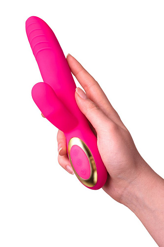 Розовый вибратор с подогревом для двойной стимуляции JOS NEGA  783021 (22 см)