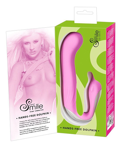 Розовый вибратор для внутренней и внешней стимуляции Orion Hands-Free Dolphin 0583561 (18 см)