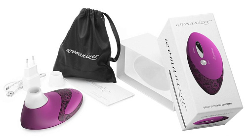 Лиловый вакуумный стимулятор клитора с двумя сменными насадками Womanizer W500 Pro 0584312