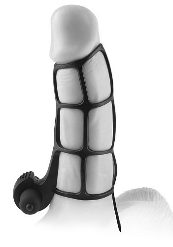 Чёрная вибронасадка Pipedream Deluxe Silicone Power Cage PD4142-23 (12 см)