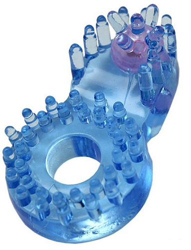 Разноцветное кольцо с клиторальным язычком и шипиками Eroticon 31009