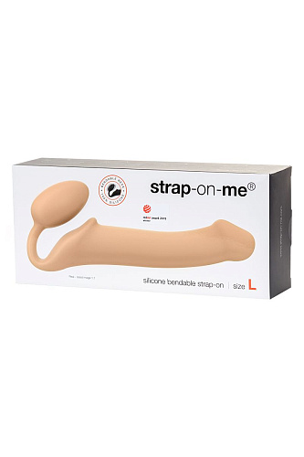 Телесный безремневой страпон Strap-on-me Silicone Bendable Strap-On L 6012918