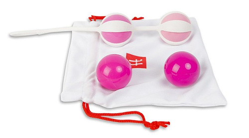 Розовые с белым вагинальные шарики Fun Toys Geisha Balls FT10042