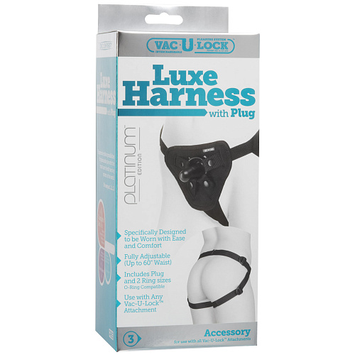 Трусики с насадкой Doc Johnson Luxe Harness Black 1090-10-BX