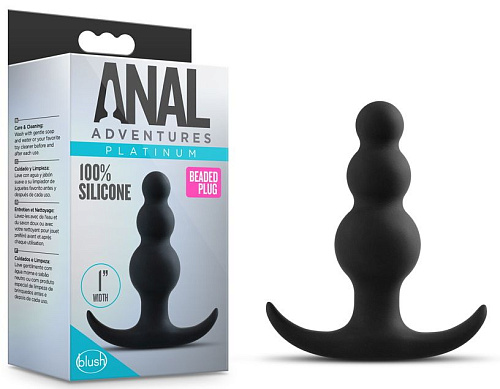 Чёрная фигурная анальная ёлочка Blush Novelties Beaded Plug BL-18515 (7,6 см)