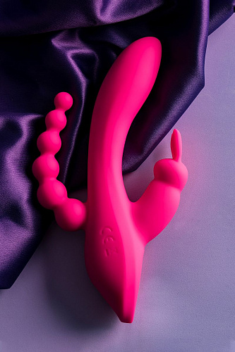 Ярко-розовый тройной вибростимулятор JOS SPANKY 783030 (21 см)