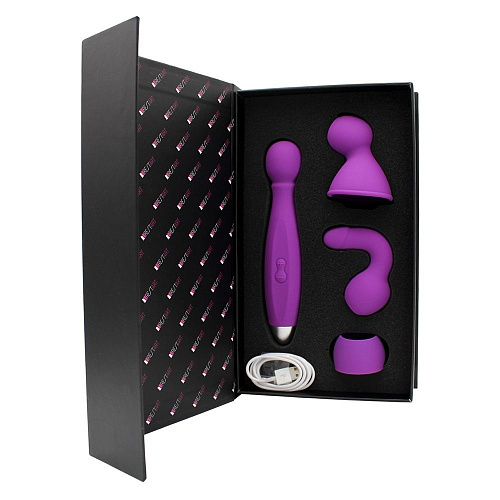 Водонепроницаемый вибратор фиолетового цвета с насадками для двоих RestArt Bowling RA-301 (19 см)