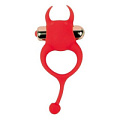 Красное эрекционное виброкольцо с рожками и хвостиком Bior toys ST-40166-3