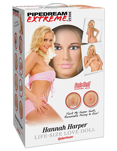 Надувная кукла телесного цвета с реалистичными вставками Pipedream Hannah Harper Life-Size Love Doll  RD300
