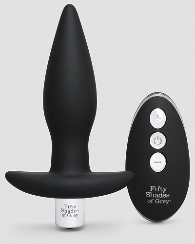 Чёрная вибровтулка Fifty Shades of Grey Relentless Vibrations Remote Control Butt Plug FS-80007 (11,4 см)