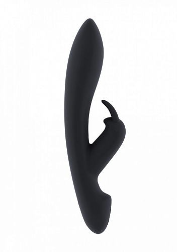 Чёрный вибратор с клиторальным отростком Shots Media BV Mila JIL006BLK (22 см)