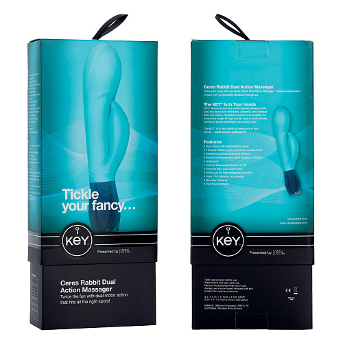 Бирюзовый вибратор Хай-Тек Jopen CERES RABBIT JO-8053-05-3