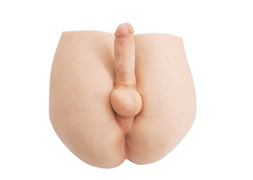 Телесного цвета мастурбатор-анус с фаллоимитатором Topco Sales Anal Missionary CyberSkin Stroker Light 1004028