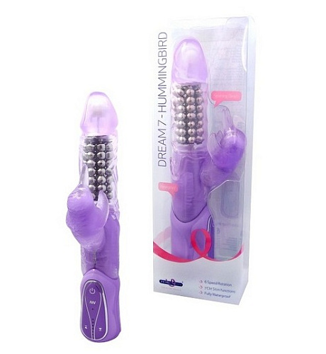 Вибратор фиолетового цвета с клиторальным стимулятором Seven Creations 50901