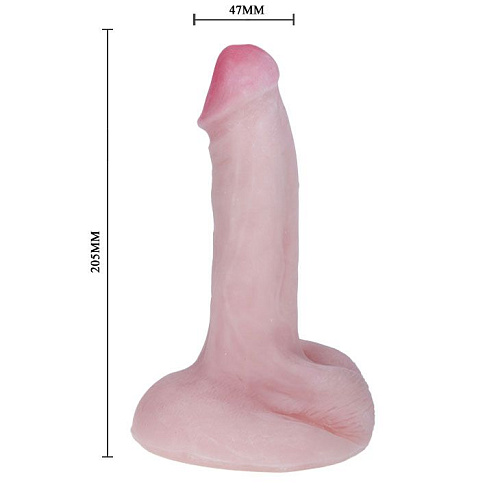 Вибромассажёр-реалистик на плоской подошве телесного цвета Baile BW-008069Z (20,5 см)