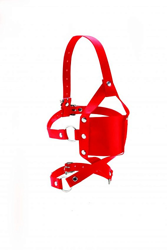 Красный кожаный кляп Shots Media BV Leather Mouth Gag OU148RED